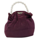 Christian Dior Maris Pearl Hand Bag Satin Purple Silver Auth hk3818-13