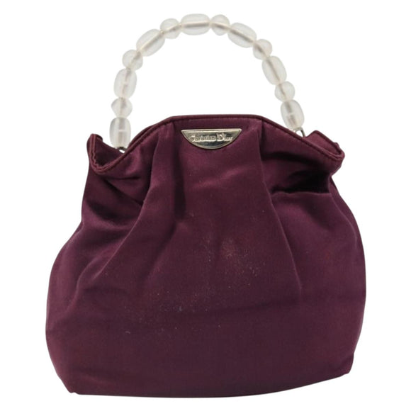 Christian Dior Maris Pearl Hand Bag Satin Purple Silver Auth hk3818