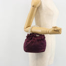 Christian Dior Maris Pearl Hand Bag Satin Purple Silver Auth hk3818-20