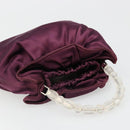 Christian Dior Maris Pearl Hand Bag Satin Purple Silver Auth hk3818-6