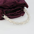 Christian Dior Maris Pearl Hand Bag Satin Purple Silver Auth hk3818-7