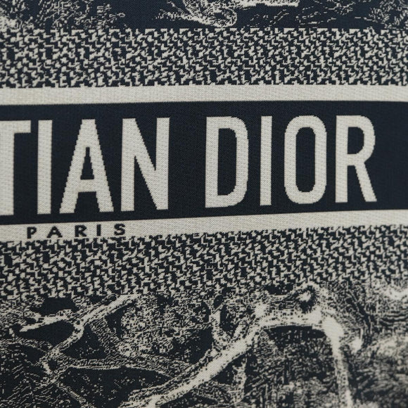Christian Dior Travel Zip Pouch Nylon Navy Gold Auth hk3820V