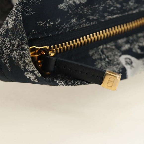 Christian Dior Travel Zip Pouch Nylon Navy Gold Auth hk3820V