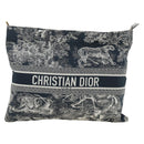 Christian Dior Travel Zip Pouch Nylon Navy Gold Auth hk3820V-2
