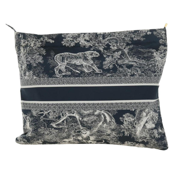 Christian Dior Travel Zip Pouch Nylon Navy Gold Auth hk3820V