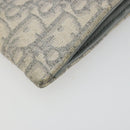 Christian Dior Trotter Canvas Saddle Chain Wallet Light Blue Gold Auth hk3821A-10