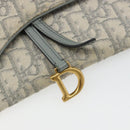 Christian Dior Trotter Canvas Saddle Chain Wallet Light Blue Gold Auth hk3821A-15