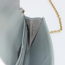 Christian Dior Trotter Canvas Saddle Chain Wallet Light Blue Gold Auth hk3821A-19