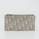 Christian Dior Trotter Canvas Saddle Chain Wallet Light Blue Gold Auth hk3821A-24