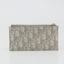 Christian Dior Trotter Canvas Saddle Chain Wallet Light Blue Gold Auth hk3821A-25
