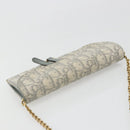 Christian Dior Trotter Canvas Saddle Chain Wallet Light Blue Gold Auth hk3821A-6