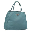 PRADA Tote Bag Nylon Light Blue Silver Auth hk3822-1