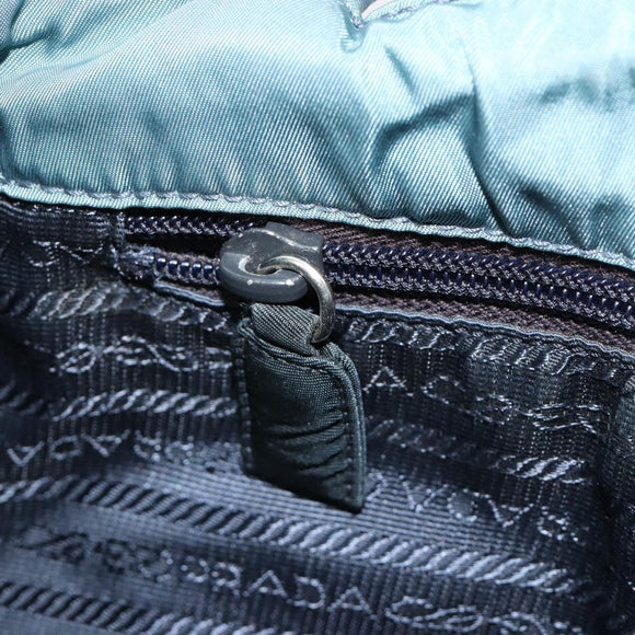 PRADA Tote Bag Nylon Light Blue Silver Auth hk3822