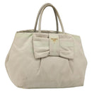 PRADA Tote Bag Nylon Gray Gold Auth hk3823-1