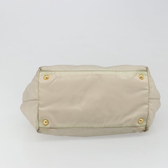 PRADA Tote Bag Nylon Gray Gold Auth hk3823