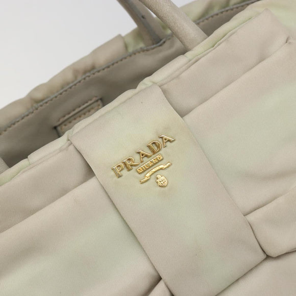 PRADA Tote Bag Nylon Gray Gold Auth hk3823