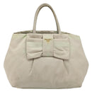 PRADA Tote Bag Nylon Gray Gold Auth hk3823-2