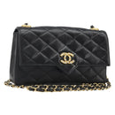 CHANEL Matelasse Bijoux Chain Shoulder Bag Leather Black Gold CC Auth hk3824-1