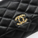 CHANEL Matelasse Bijoux Chain Shoulder Bag Leather Black Gold CC Auth hk3824-14