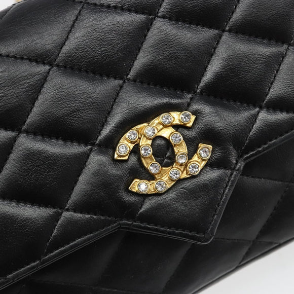 CHANEL Matelasse Bijoux Chain Shoulder Bag Leather Black Gold CC Auth hk3824