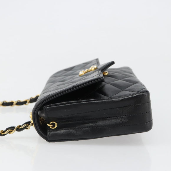 CHANEL Matelasse Bijoux Chain Shoulder Bag Leather Black Gold CC Auth hk3824