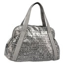 CHANEL Unlimited Tote Bag Coated Canvas Silver CC Auth hk3826-1