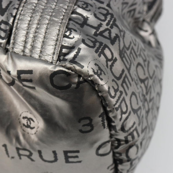CHANEL Unlimited Tote Bag Coated Canvas Silver CC Auth hk3826