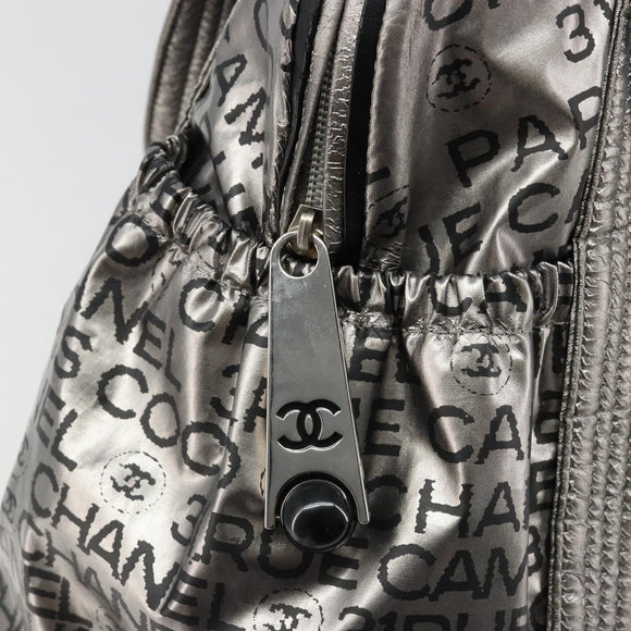 CHANEL Unlimited Tote Bag Coated Canvas Silver CC Auth hk3826