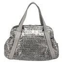 CHANEL Unlimited Tote Bag Coated Canvas Silver CC Auth hk3826-3