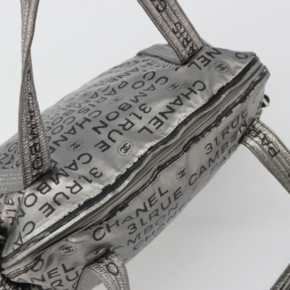 CHANEL Unlimited Tote Bag Coated Canvas Silver CC Auth hk3826