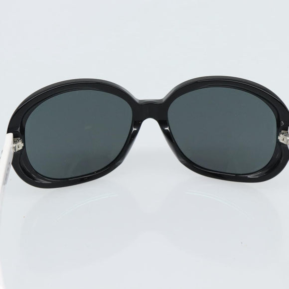 CHANEL Sunglasses Plastic Black White Silver CC Auth hk3828