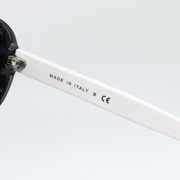 CHANEL Sunglasses Plastic Black White Silver CC Auth hk3828