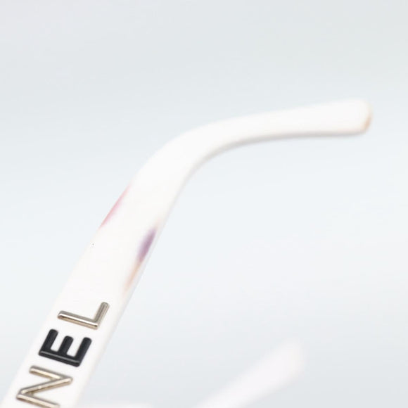 CHANEL Sunglasses Plastic Black White Silver CC Auth hk3828