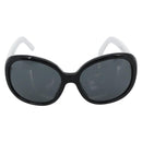 CHANEL Sunglasses Plastic Black White Silver CC Auth hk3828-13