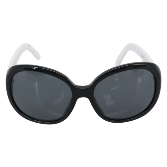 CHANEL Sunglasses Plastic Black White Silver CC Auth hk3828
