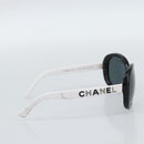 CHANEL Sunglasses Plastic Black White Silver CC Auth hk3828-3