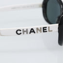CHANEL Sunglasses Plastic Black White Silver CC Auth hk3828-4