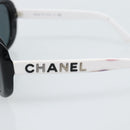 CHANEL Sunglasses Plastic Black White Silver CC Auth hk3828-6