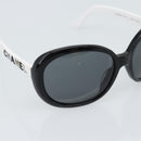 CHANEL Sunglasses Plastic Black White Silver CC Auth hk3828-7