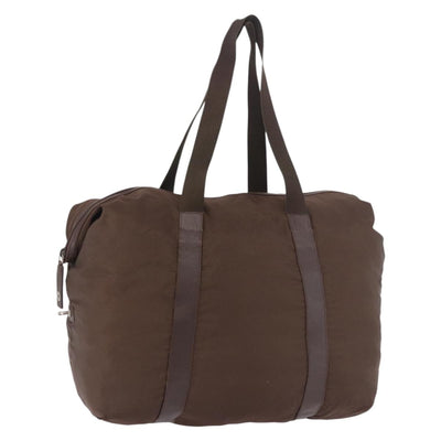 PRADA Boston Bag Nylon Khaki Silver Auth hk3830