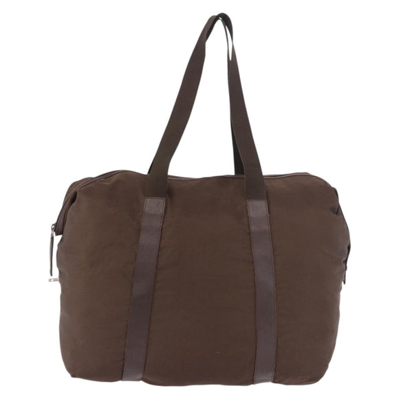 PRADA Boston Bag Nylon Khaki Silver Auth hk3830
