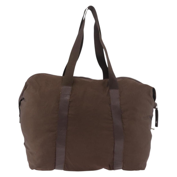 PRADA Boston Bag Nylon Khaki Silver Auth hk3830