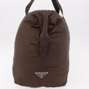 PRADA Boston Bag Nylon Khaki Silver Auth hk3830-3