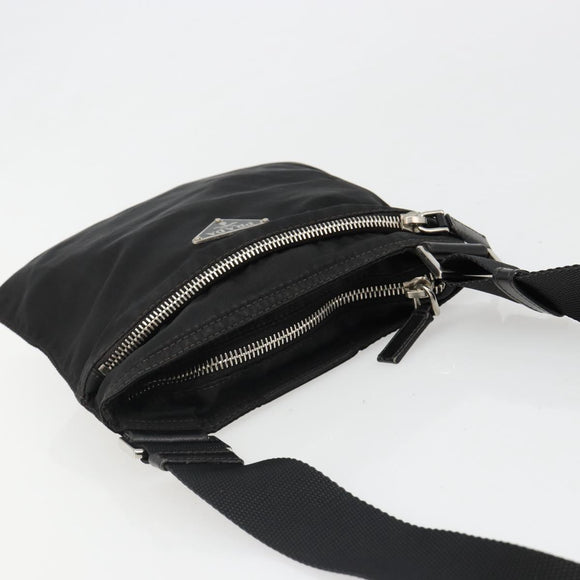 PRADA Shoulder Bag Nylon Black Silver Auth hk3831