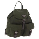 PRADA Backpack Nylon Khaki Silver Auth hk3832-1
