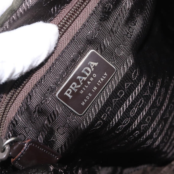 PRADA Backpack Nylon Khaki Silver Auth hk3832