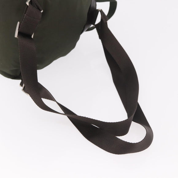 PRADA Backpack Nylon Khaki Silver Auth hk3832