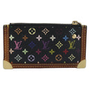 LOUIS VUITTON Monogram Multicolor Pochette Cles Purse Black M13664 Auth hk3840-2