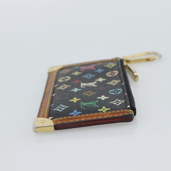 LOUIS VUITTON Monogram Multicolor Pochette Cles Purse Black M13664 Auth hk3840