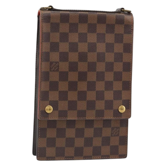 LOUIS VUITTON Damier Ebene Portello Shoulder Bag N45271 LV Auth hk3859